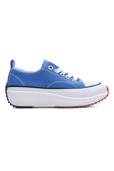 TommyLife - Açık Mavi Kadın Bağcıklı Yüksek Taban Günlük Spor Ayakkabı-89070