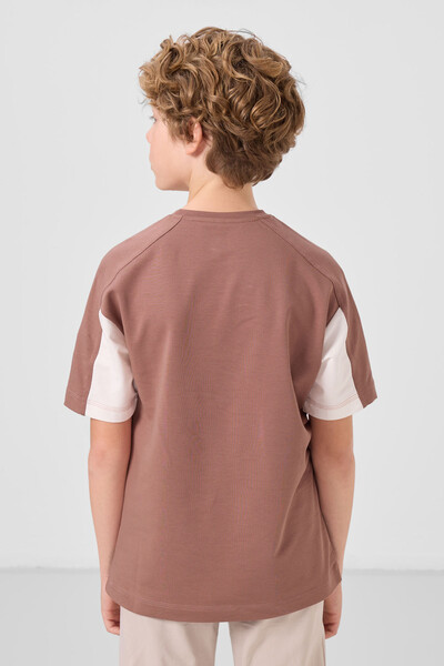 Tommylife Toptan Pamuklu Yumuşak Dokulu Oversize Fit Baskılı Erkek Çocuk T-Shirt 11290 Tarçın - Thumbnail