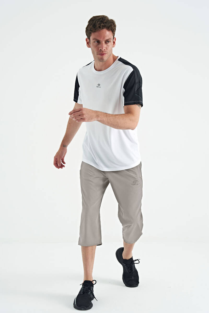 TOMMYLIFE - Tommylife Toptan Standart Kalıp Aktif Spor Erkek Kapri 83096 Taş