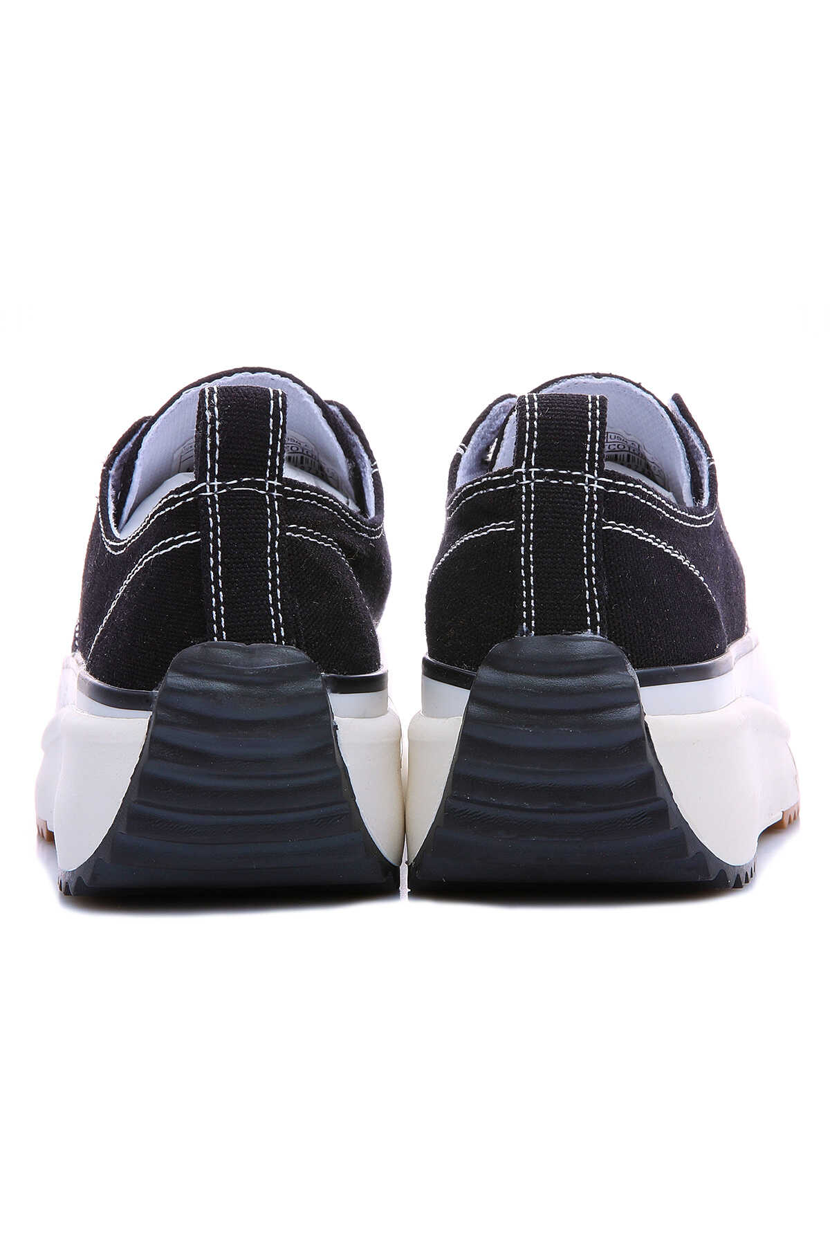 Siyah-Beyaz Kadın Bağcıklı Yüksek Taban Günlük Spor Ayakkabı-89070