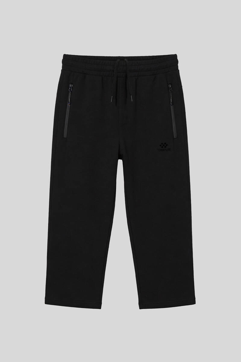 TOMMYLIFE - Tommylife Toptan Siyah Fermuar Cepli Klasik Paça Erkek Kapri - 83095