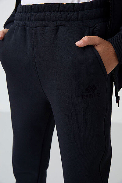 Tommylife Toptan 3-9 Yaş Dik Yaka Erkek Çocuk Eşofman Takımı 11256 Soft Vişne - Siyah - 7