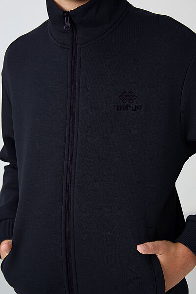 Tommylife Toptan 3-9 Yaş Dik Yaka Erkek Çocuk Eşofman Takımı 11256 Soft Vişne - Siyah - 8