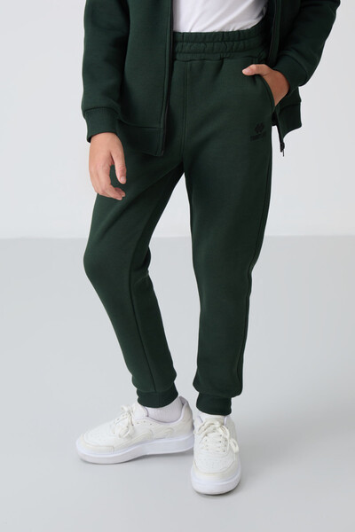 Tommylife Toptan 7-15 Yaş Dik Yaka Erkek Çocuk Eşofman Takımı 11256 Çam Yeşili - 6