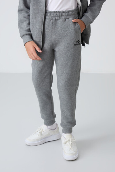 Tommylife Toptan 7-15 Yaş Dik Yaka Erkek Çocuk Eşofman Takımı 11256 Gri Melanj - 8