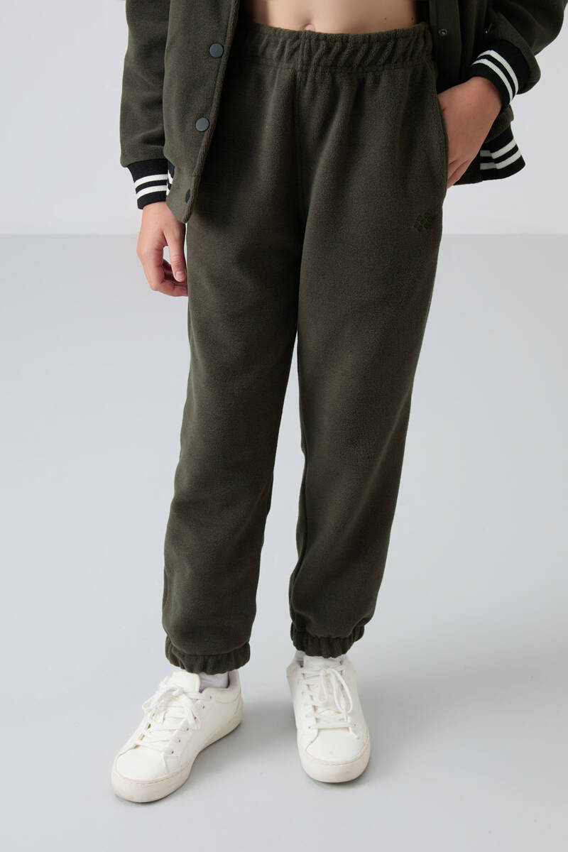 TommyLife - Tommylife Toptan 7-15 Yaş Jogger Standart Kalıp Kız Çocuk Eşofman Alt 75155 Haki