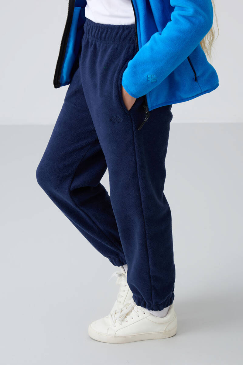 TommyLife - Tommylife Toptan 7-15 Yaş Jogger Standart Kalıp Kız Çocuk Eşofman Alt 75155 İndigo
