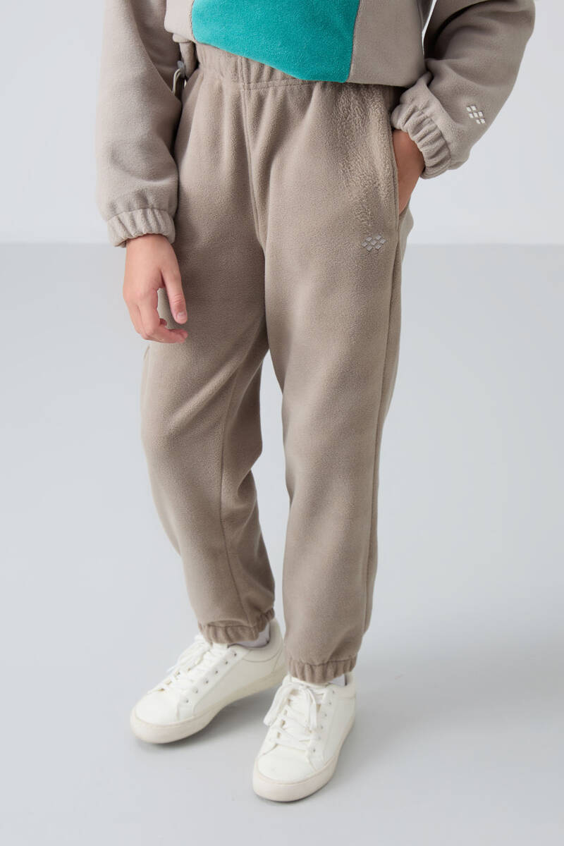 TommyLife - Tommylife Toptan 7-15 Yaş Jogger Standart Kalıp Kız Çocuk Eşofman Alt 75155 Koyu Bej