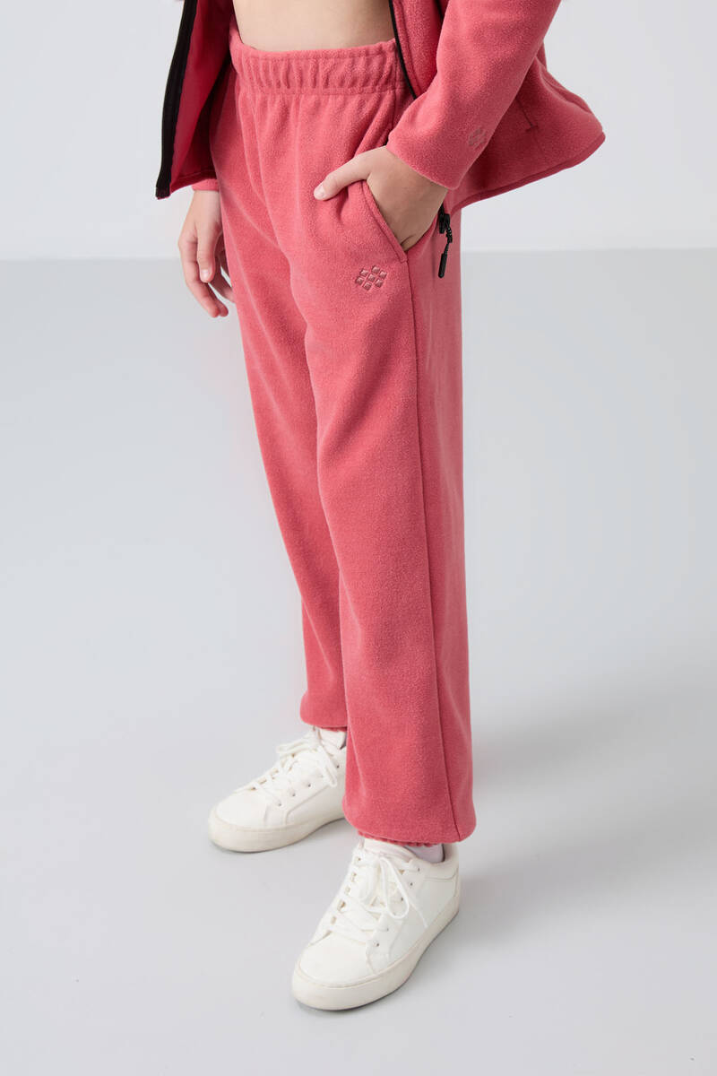 TommyLife - Tommylife Toptan 7-15 Yaş Jogger Standart Kalıp Kız Çocuk Eşofman Alt 75155 Yaban Gülü