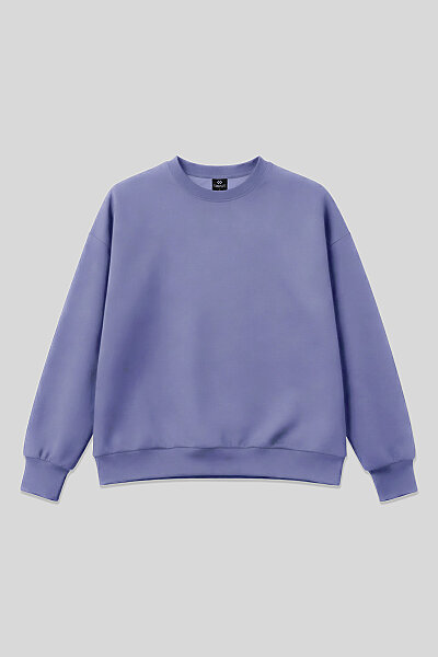 Tommylife Toptan Açık Eflatun Basic O Yaka Oversize Kadın Sweatshirt - 97053 - 3