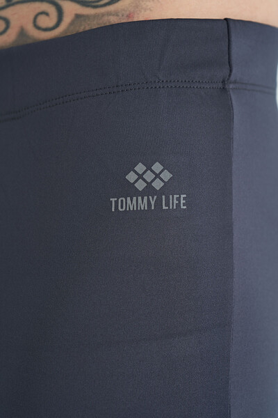 Tommylife Toptan Antrasit Arka Bilek Baskı Detaylı Yüksek Bel Slim Fit Aktif Spor Erkek Tayt - 84988 - Thumbnail