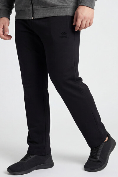 Tommylife Toptan Antrasit Melanj - Siyah Dik Yaka Klasik Paça Büyük Beden Erkek Eşofman Takım - 85176 - Thumbnail