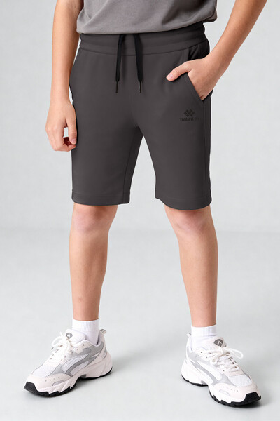 TOMMYLIFE - Tommlife Toptan Antrasit Standart Fit Basic Performans Erkek Çocuk Şort - 11303
