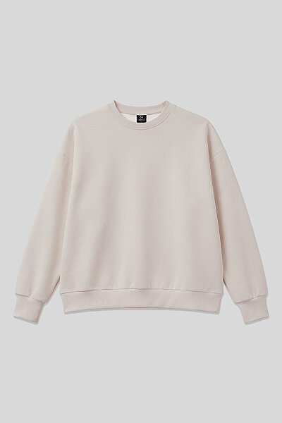 Tommylife Toptan Bej Basic O Yaka Oversize Kadın Sweatshirt - 97053 - 2