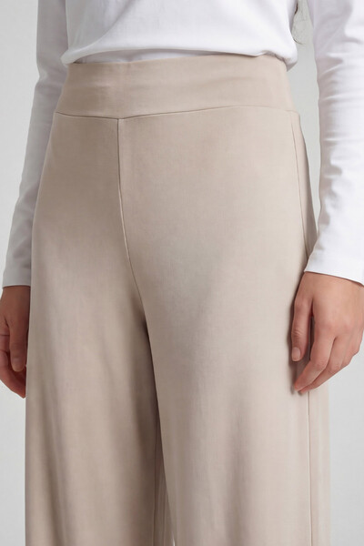 Tommylife Toptan Bej Comfort Fit Geniş Paça Korsajlı Palazzo Kadın Pantolon - 94681 - Thumbnail