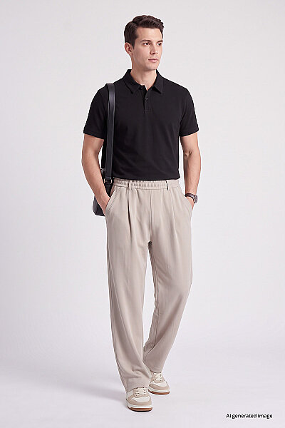 Tommylife Toptan Bej Rahat Form Erkek Palazzo Pantolon - 82199