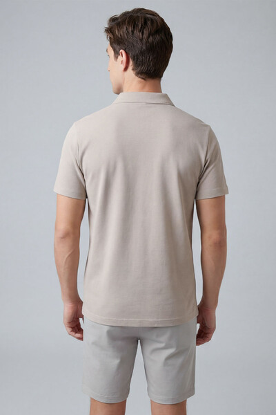 Tommylife Toptan Bej Rahat Form Yumuşak Dokulu Polo Yaka Erkek T-Shirt - 88496 - Thumbnail