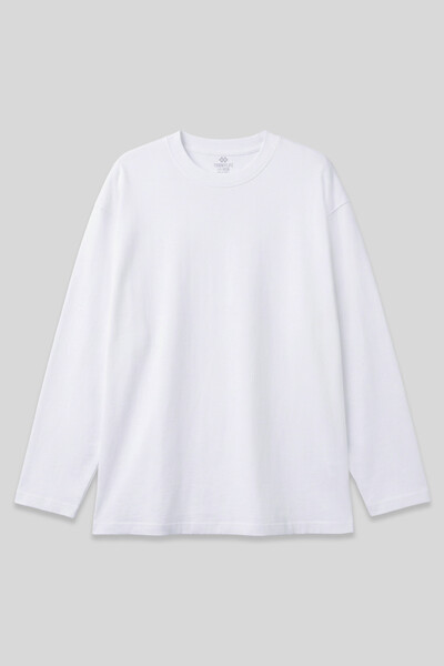 TOMMYLIFE - Tommylife Toptan Beyaz Basic O Yaka Erkek Sweatshirt - 88107