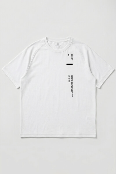 TOMMYLIFE - Tommylife Toptan Beyaz Baskılı Battal Büyük Beden Kısa Kollu Erkek T-Shirt - 88465