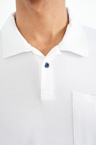 Tommylife Toptan Beyaz Cep Detaylı Baskılı Standart Kalıp Polo Yaka Erkek T-Shirt - 88241 - Thumbnail