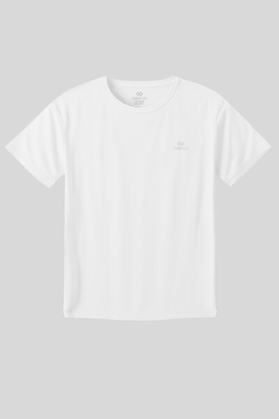 Tommylife Toptan Beyaz O Yaka Basic Battal Büyük Beden Kadın T-Shirt - 97308 - Thumbnail