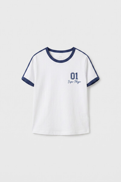 TOMMYLIFE - Tommylife Toptan Beyaz Omuz Biye Detaylı Baskılı Kız Çocuk T-Shirt - 75181