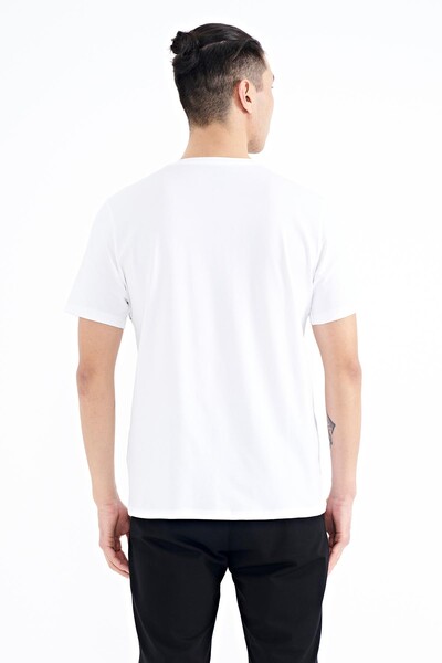 Tommylife Toptan Beyaz Ön Cep Detaylı Baskılı Standart Kalıp Erkek T-Shirt - 88200 - Thumbnail