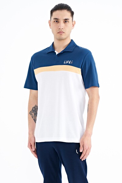 Tommylife Toptan Beyaz Renk Geçişli Polo Yaka Standart Kalıp Erkek T-Shirt - 88238 - Thumbnail