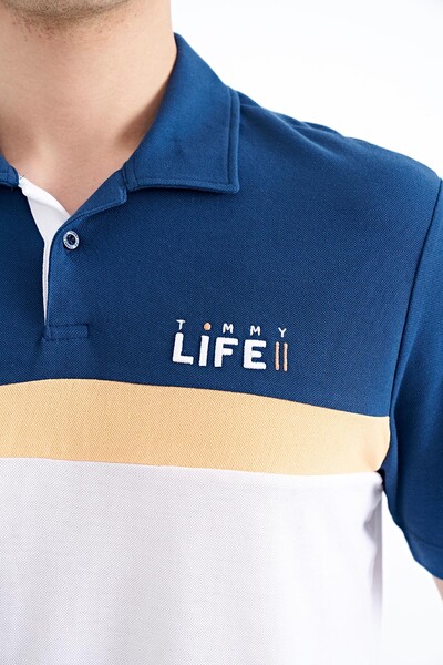 Tommylife Toptan Beyaz Renk Geçişli Polo Yaka Standart Kalıp Erkek T-Shirt - 88238 - Thumbnail