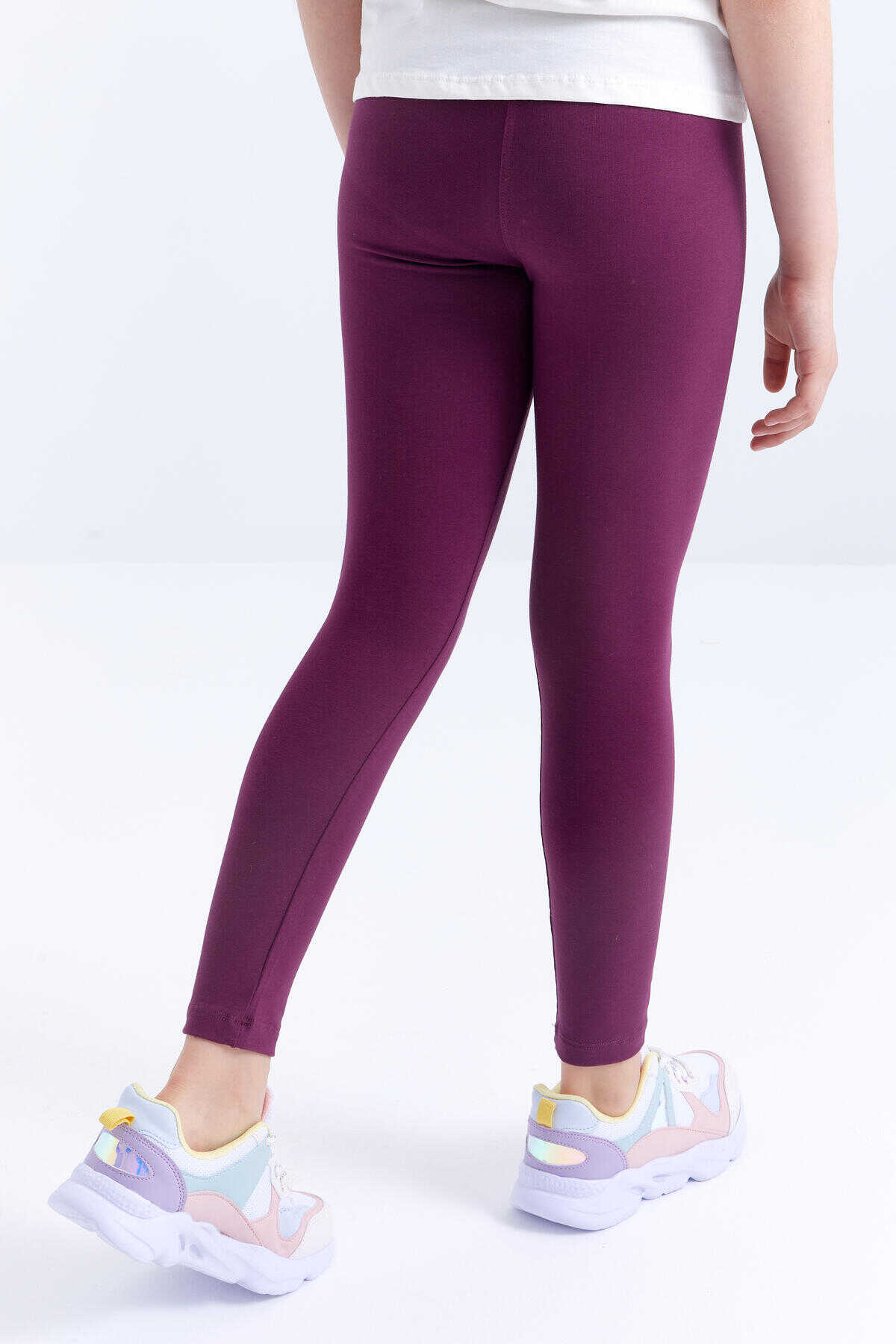 Tommylife Toptan Bordo Yüksek Bel Dar Paça Kız Çocuk Tayt - 75047 - 8