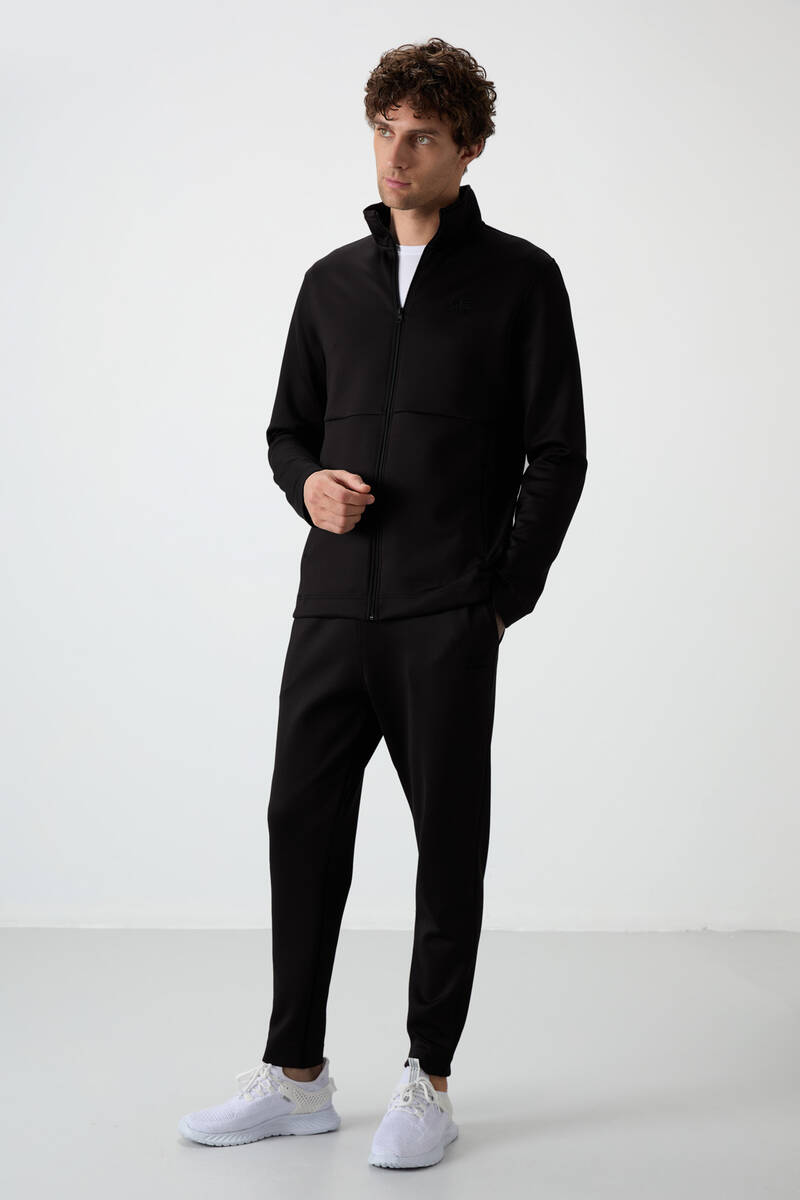 TOMMYLIFE - Tommylife Toptan Bran Standart Kalıp Scuba Basic Erkek Eşofman Takım 85199 Siyah