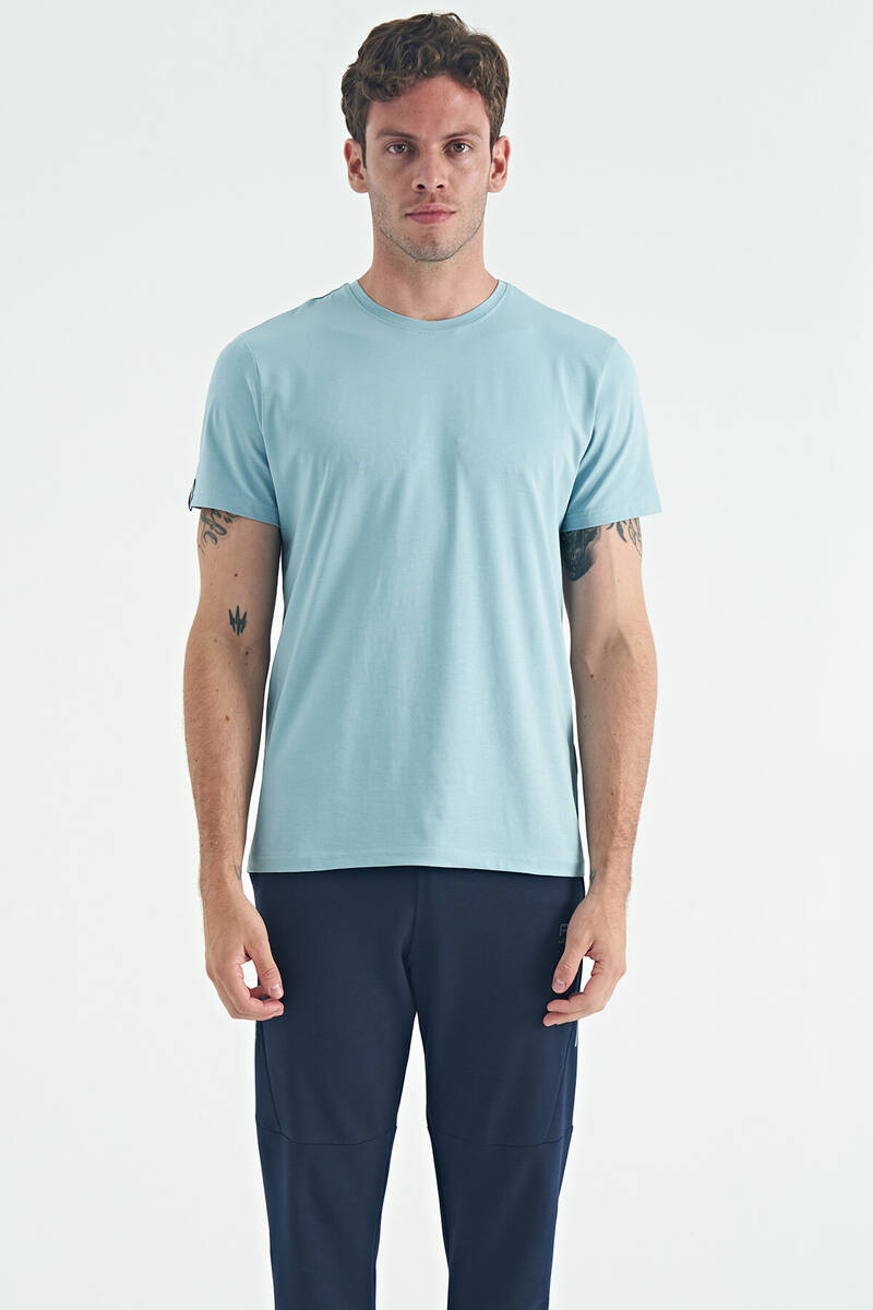 TOMMYLIFE - Tommylife Toptan Calvin Açık Mavi Basic Erkek T-Shirt - 88245