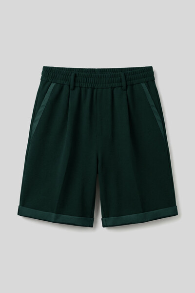 Tommylife Toptan Çam Yeşili Oversize Fit Basic Kemer Detaylı Erkek Şort - 81285 - Thumbnail