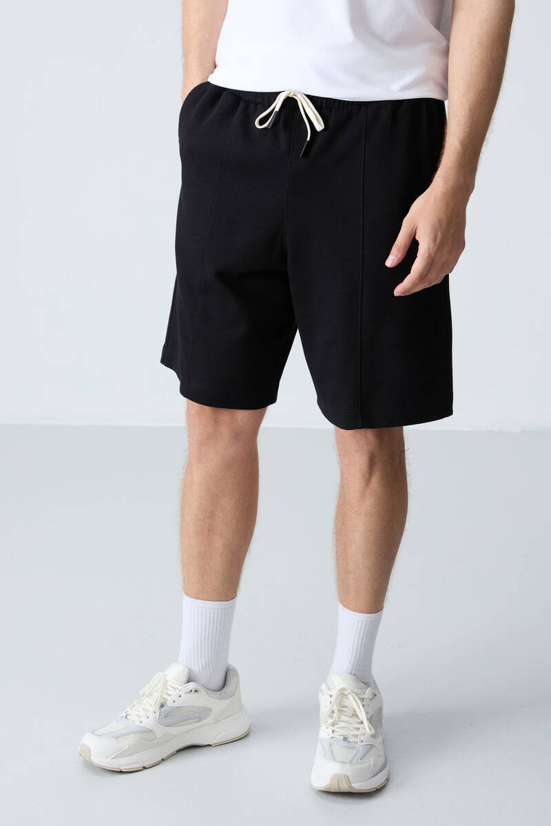 TommyLife - Tommylife Toptan Comfort Fit Basic Erkek Şort 81277 Siyah