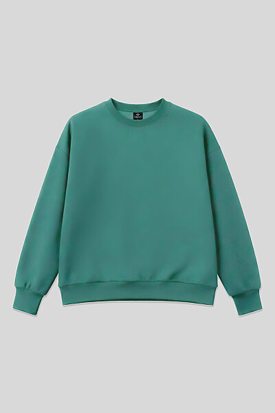Tommylife Toptan Deniz Yeşili Basic O Yaka Oversize Kadın Sweatshirt - 97053 - 2