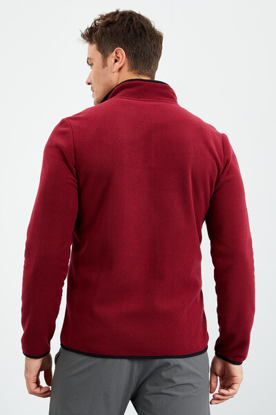 Tommylife Toptan Dik Yaka Standart Kalıp Fermuarlı Erkek Polar Sweatshirt 87992 Erguvan - Thumbnail