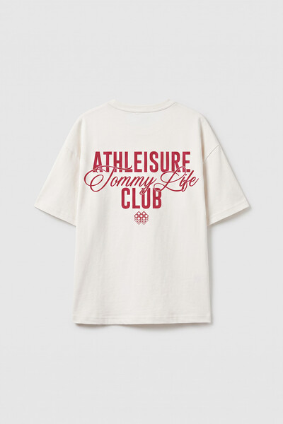 Tommylife Toptan Ekru Oversize Kısa Kollu Baskılı Kız Çocuk T-Shirt - 75175 - Thumbnail