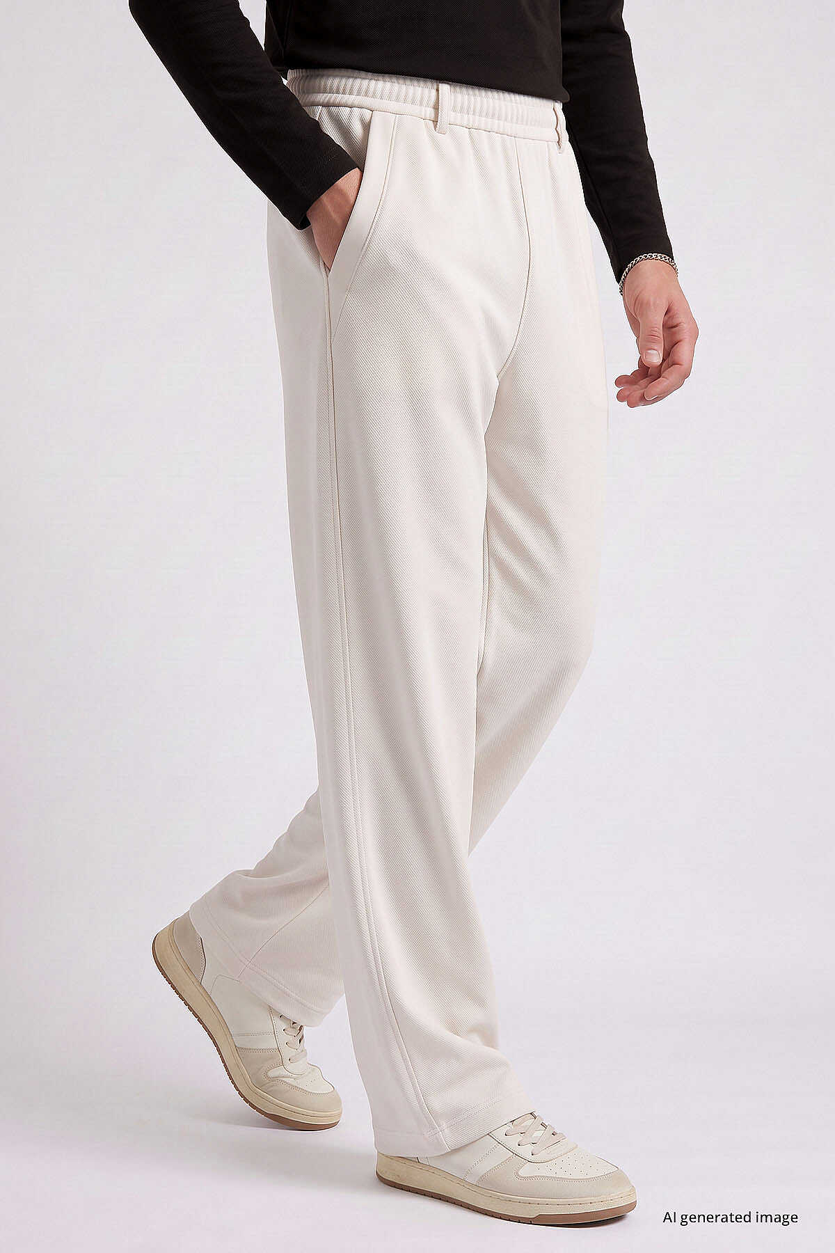 Tommylife Toptan Ekru Rahat Form Erkek Palazzo Pantolon - 82199 - 4