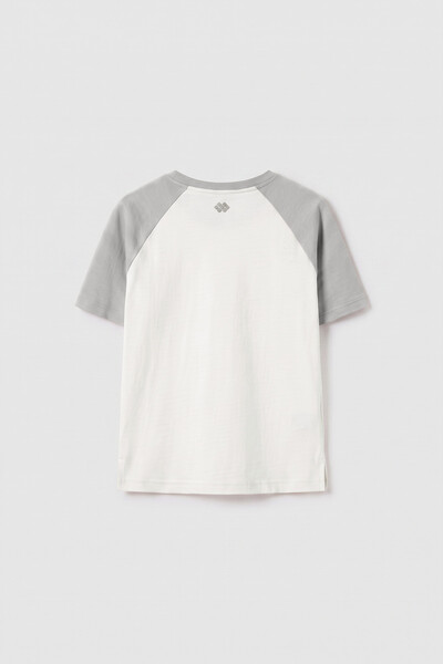 Tommylife Toptan Ekru-Taş Standart Fit Reglan Kollu Kız Çocuk T-Shirt - 75180 - Thumbnail