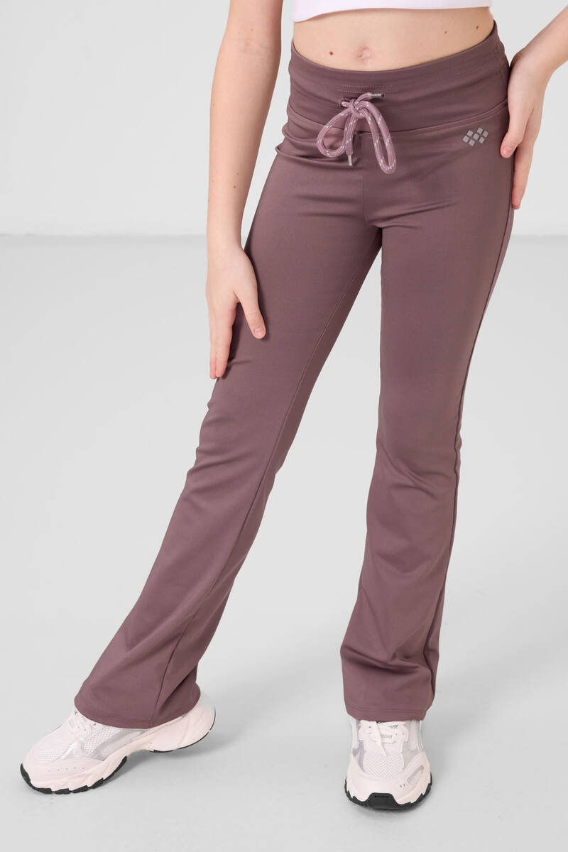 TOMMYLIFE - Tommylife Toptan Esnek Standart Fit Basic Performans İspanyol Paça Kız Çocuk Tayt 75193 Gül Kurusu