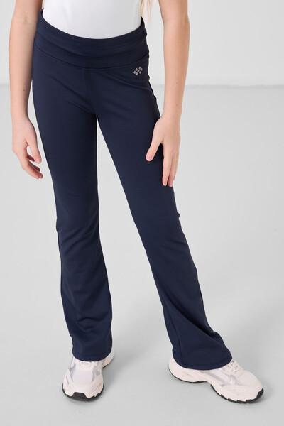 Tommylife Toptan Esnek Standart Fit Basic Performans İspanyol Paça Kız Çocuk Tayt 75193 İndigo - Thumbnail