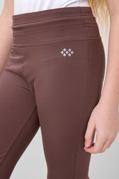 Tommylife Toptan Esnek Standart Fit Basic Performans İspanyol Paça Kız Çocuk Tayt 75193 Kahverengi - Thumbnail