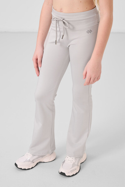 Tommylife Toptan Esnek Standart Fit Basic Performans İspanyol Paça Kız Çocuk Tayt 75193 Taş - Thumbnail