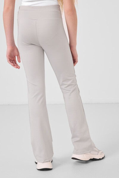 Tommylife Toptan Esnek Standart Fit Basic Performans İspanyol Paça Kız Çocuk Tayt 75193 Taş - Thumbnail