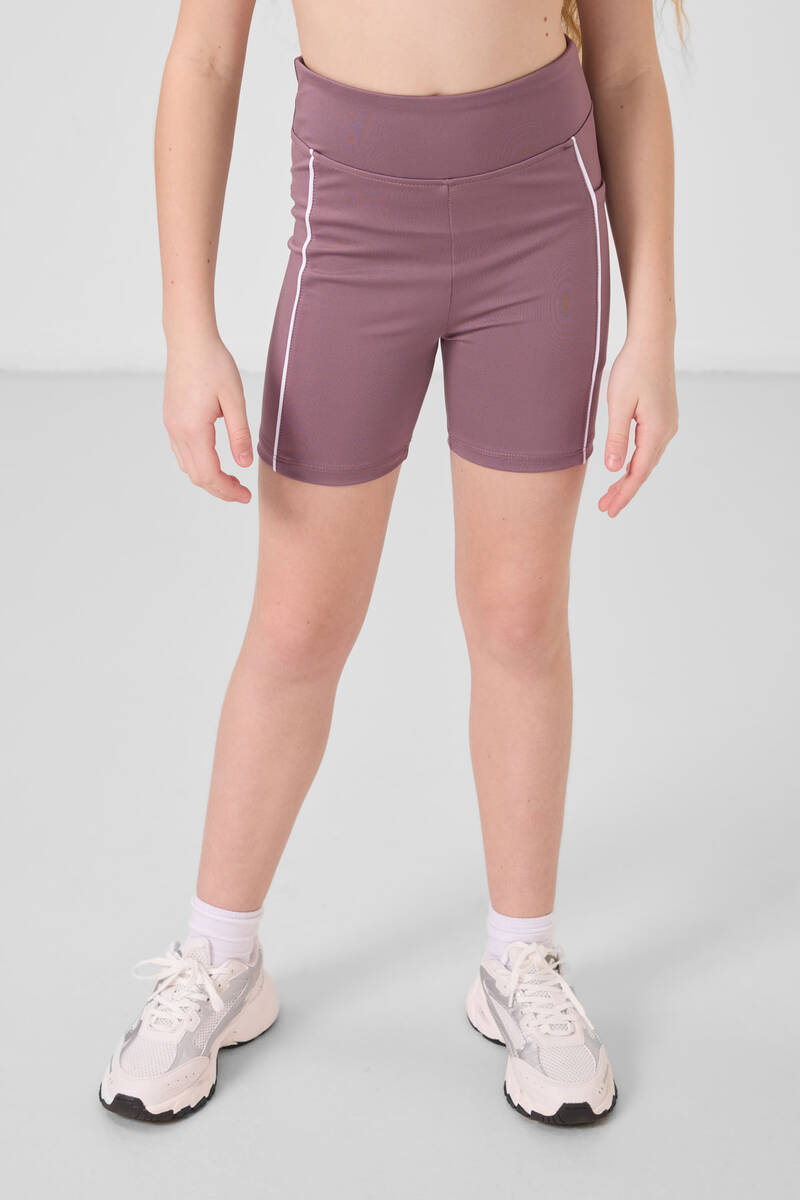 TOMMYLIFE - Tommylife Toptan Esnek Standart Fit Basic Performans Kız Çocuk Tayt 75189 Gül Kurusu