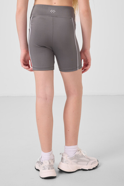 Tommylife Toptan Esnek Standart Fit Basic Performans Kız Çocuk Tayt 75189 Koyu Gri - Thumbnail