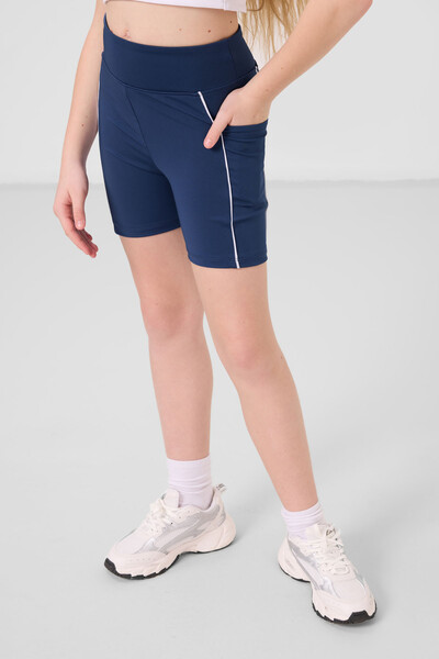 Tommylife Toptan Esnek Standart Fit Basic Performans Kız Çocuk Tayt 75189 Parlament - Thumbnail