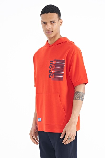 Tommylife Toptan Fiesta Kapüşonlu Baskılı Kanguru Cepli Oversize Erkek T-Shirt - 88196 - Thumbnail