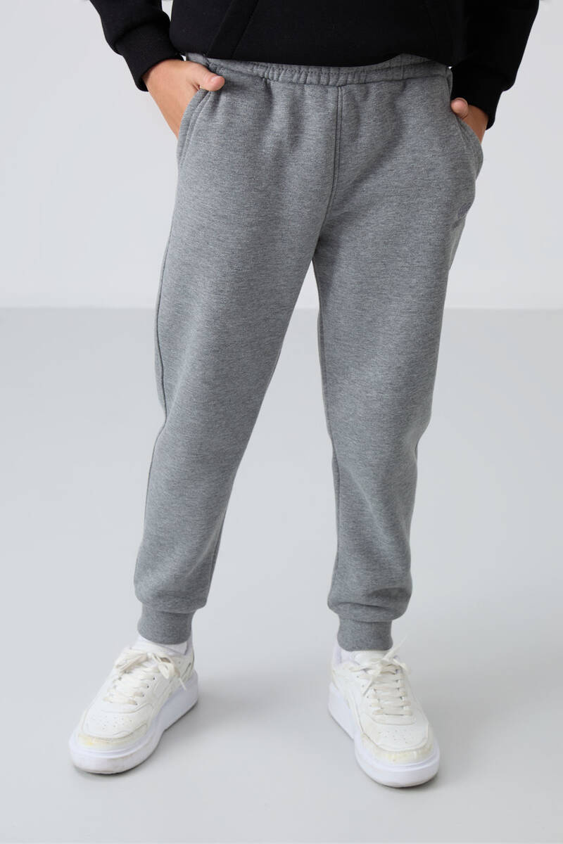 TOMMYLIFE - Tommylife Toptan Garson Boy Jogger Standart Kalıp Erkek Çocuk Eşofman Alt 11224 Gri Melanj