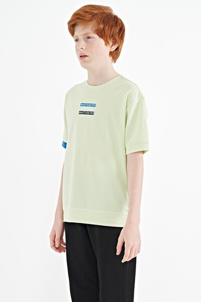 Tommylife Toptan Garson Boy O Yaka Oversize Erkek Çocuk T-Shirt 11146 Açık Yeşil - Thumbnail